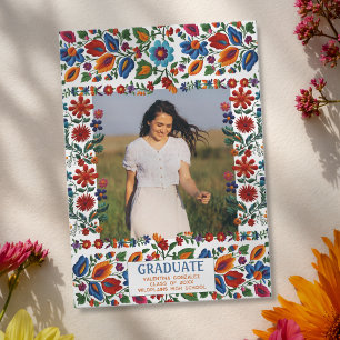 Faire-part Fête Florale Colorée Broderie Photo Remise de Dipl