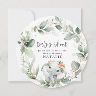 Faire-part feuillage d'aquarelle eucalyptus baby shower anno