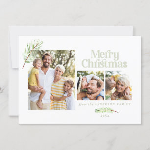 Faire-part Feuillage de pins et audacieux noël multi photo