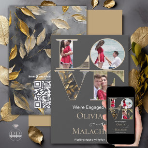 Faire-part Feuille d'or Impasto noir