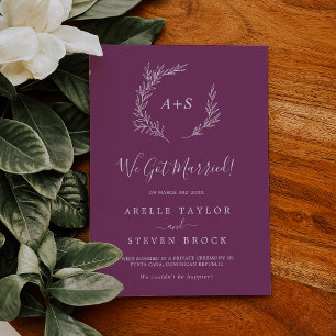 Faire-part Feuille minimale   Berry Purple Elopement Faire-pa
