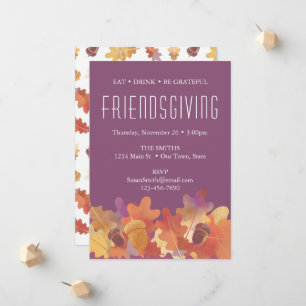 Faire-part Feuilles de chêne et Thanksgiving d'Acorn en viole