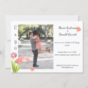 Faire-part Fiançailles aux Tulipes Rose Tendres