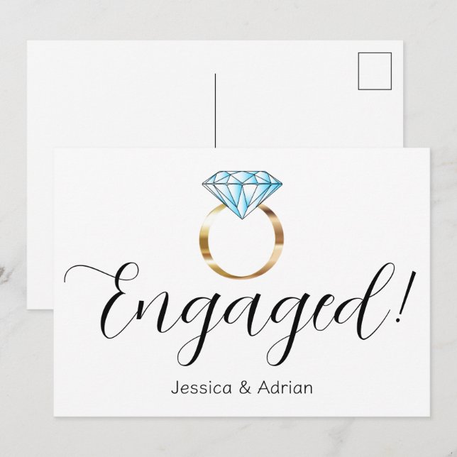 Faire-part Fiançailles d'anneau de diamant personnalisé (Devant / Derrière)
