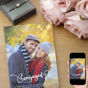 Faire-part Fiançailles de script de photo et de coeur engagé