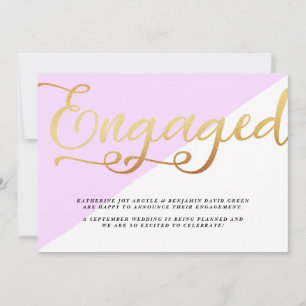 Faire-part Fiançailles de script Gold Foil moderne