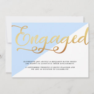 Faire-part Fiançailles de script Gold Foil moderne