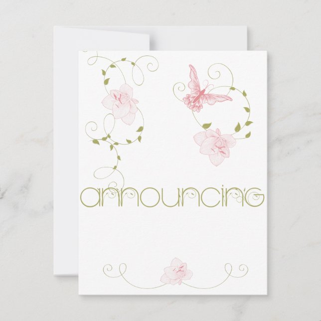 Faire-part Fiançailles des Lys roses de mariage du jardin (Devant)