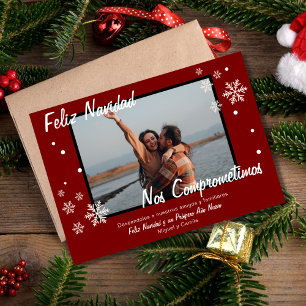 Faire-part Fiançailles d'hiver espagnol Red Snowflake Noël