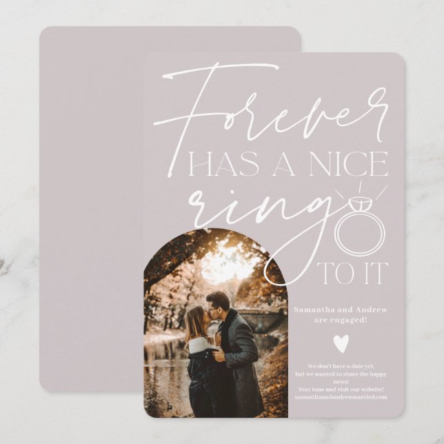 Faire-part Fiançailles lilas gris arch (Devant / Derrière)