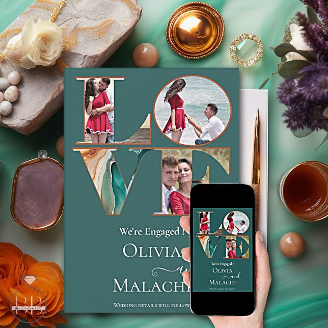 Faire-part Fiançailles moderne Abstrait Agate Jade (Créateur téléchargé)