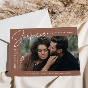 Faire-part Fiançailles photo Brown moderne Surprise