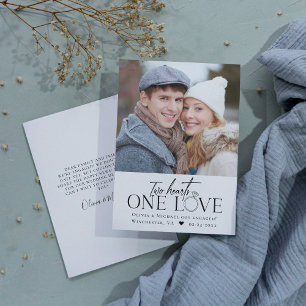 Faire-part Fiançailles Photo Deux Coeurs Un Amour