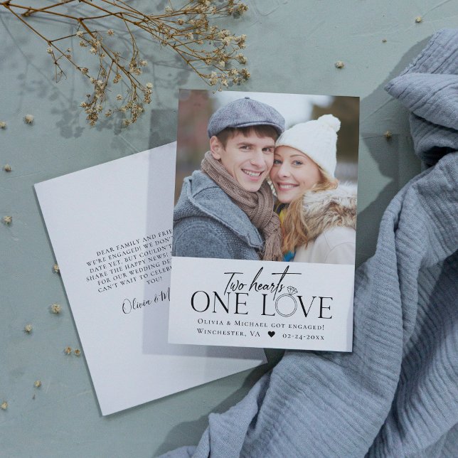 Faire-part Fiançailles Photo Deux Coeurs Un Amour (Créateur téléchargé)