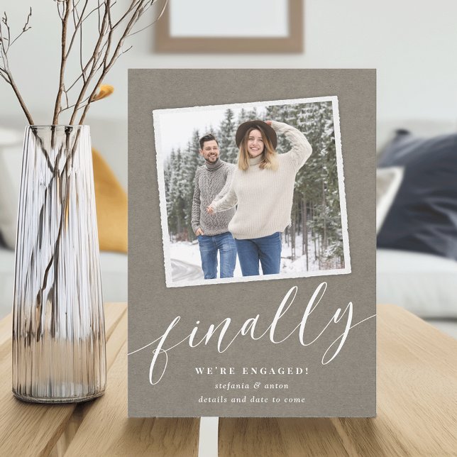 Faire-part Fiançailles photo d'instantané rustique (Créateur téléchargé)