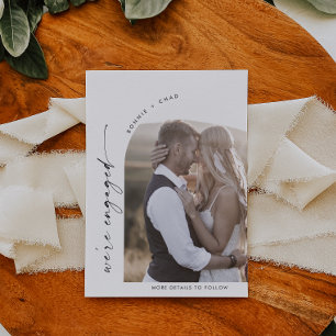 Faire-part Fiançailles photo moderne Boho Arch