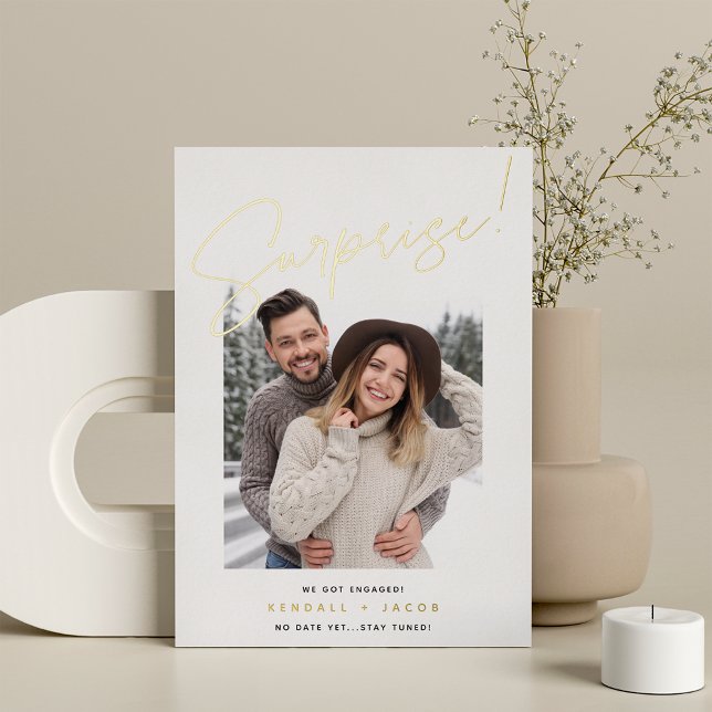 Faire-part Fiançailles surprise Foil esquissé (Créateur téléchargé)