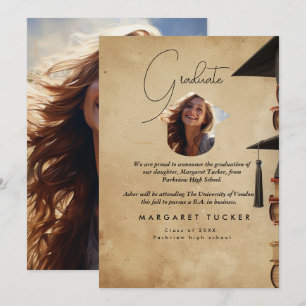 Faire-part Fille de diplôme I Rustic