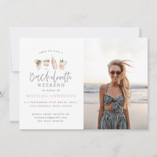 Faire-part Fille moderne rose chic week-end bachelorette