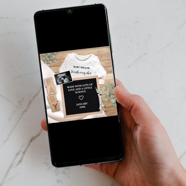 Faire-part FIV vaut chaque prise Ultasound Sonogramme Prégana (ivf photo pregnancy announcement digital pregnancy reveal worth every shot made with love and scienc)