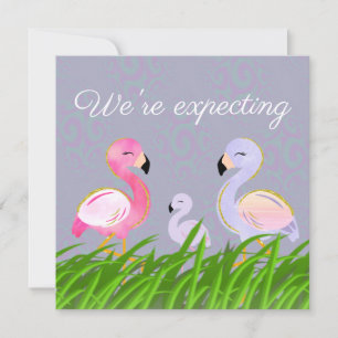 Faire-part Flamant rose Grossesse pourpre