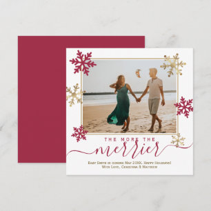 Faire-part Flèches de neige rouges et dorées Photo Grossesse