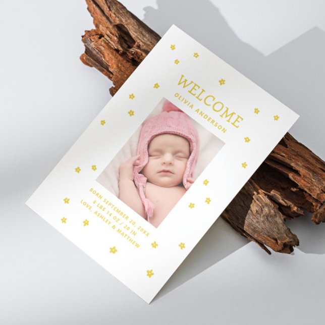 Faire-part Fleur jaune Nouveau bébé. Fleurs mignonnes nouveau (Créateur téléchargé)