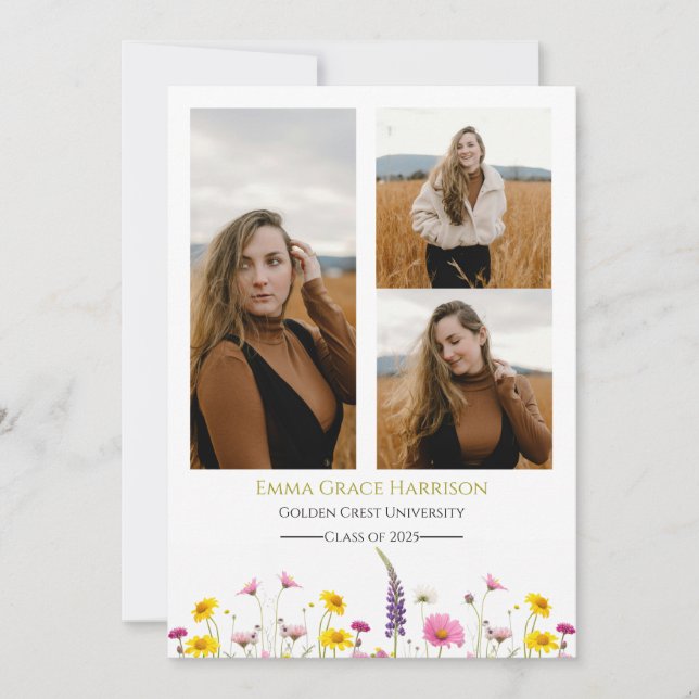 Faire-part fleur sauvage avec photos (Devant)