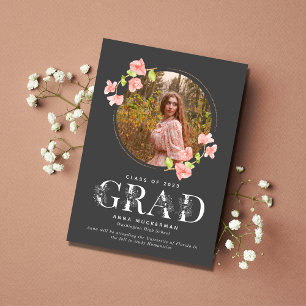 Faire-part Fleur sauvage rose Diplôme du lycée numérique