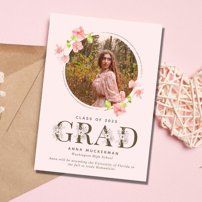 Faire-part Fleur sauvage rose Fille Lycée (Créateur téléchargé)