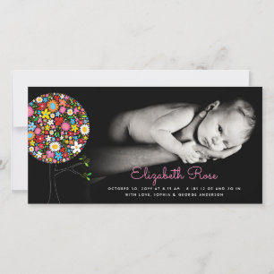 Faire-part Fleurs de Printemps Whimsical Pop Tree Photo Girl 