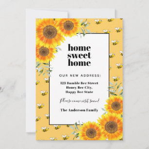 Faire-part Fleurs de soleil joyeux bourdonnement abeilles nou