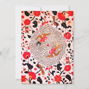 Faire-part FLEURS ET OISEAUX ORIENTAUX Noir Blanc Rouge