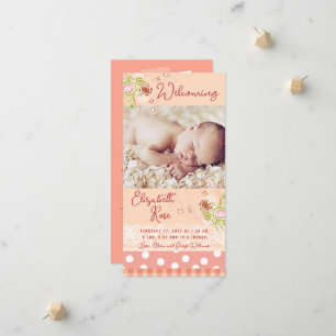 Faire-part Fleurs florales roses Whimsical Baby Girl Photo Na