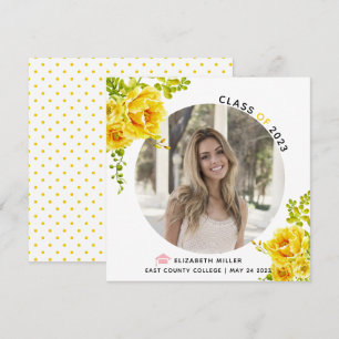 Faire-part Fleurs jaunes Classe de photo de graduation 2025
