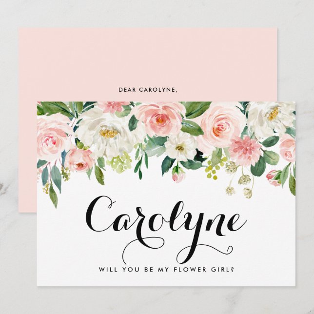 Faire-part Fleurs Romantiques De Printemps Serez-Vous Ma Fill (Devant / Derrière)