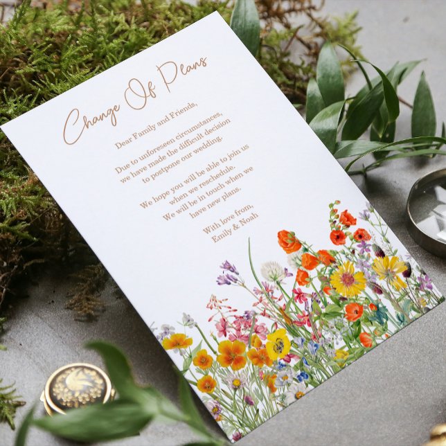 Faire-part Fleurs sauvages Changement de plans Report Mariage (Créateur téléchargé)