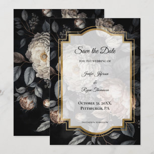 Faire-part Fleurs sombres et lunaires pour le save the date d