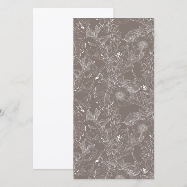 Faire-part Fleurs tropicales et feuilles de palmiers. (Devant / Derrière)