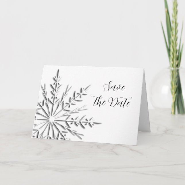 Faire-part Flocon de neige Mariage hivernal Enregistrer la ca (Devant)