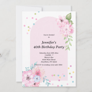 Faire-Part Floral Aquarelle Rose