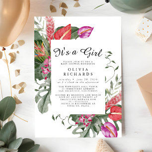 Faire-Part Floral de Naissance pour Bébé Fille