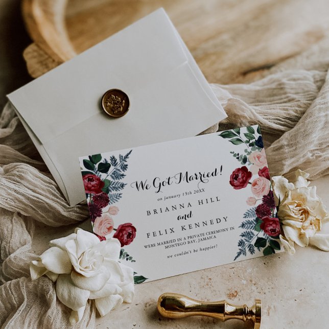 Faire-part Floral Elopement de la marine rose de B (Créateur téléchargé)
