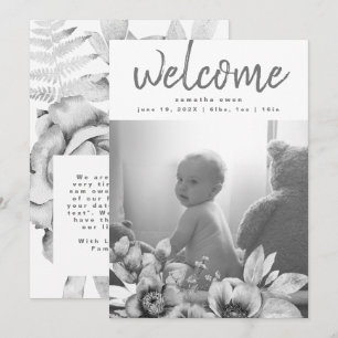Faire-part Flore séchée par la boue grise Bébé neutre
