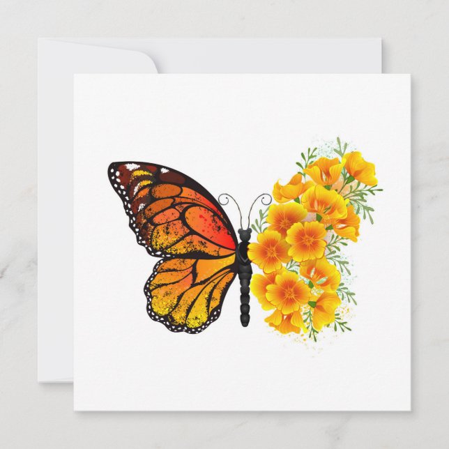 Faire-part Flower Butterfly with Yellow California Poppy (Devant)