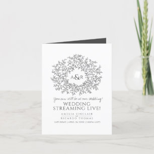 Faire-part Flux en direct de mariage de feuilles blanches gri