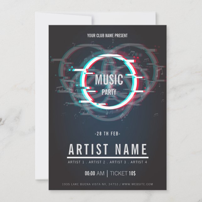 Faire-part flyer de la soirée musicale moderne (Devant)
