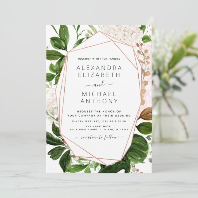 Faire-part Foliage verdoyant Mariage élégant (Debout devant)