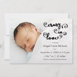 Faire-part Folle Amoureuse Bleu - Annonce de Naissance