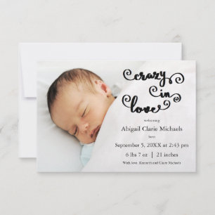 Faire-part Folle Amoureuse Bleu - Annonce Naissance 3x5